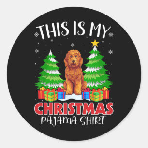 Sticker Rond C'Est Mon Pajama Goldendoodle Chien De Noël