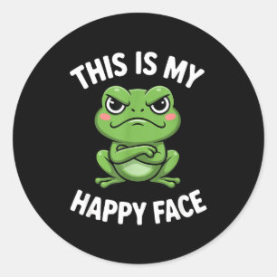 Sticker Rond C'est Mon Visage Heureux Drôle De Grenouille Colèr