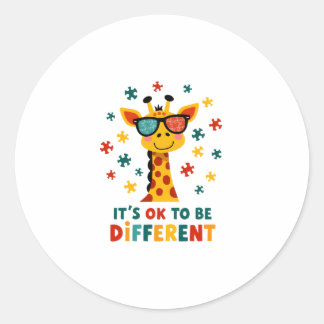 Sticker Rond C'est Ok Pour Être Différent Girafe Sensibilisatio