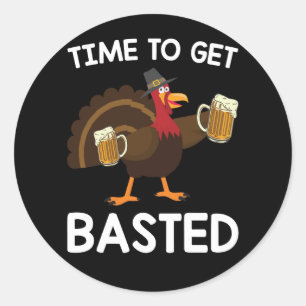 Sticker Rond C'est temps de se faire arroser drôle de bière din