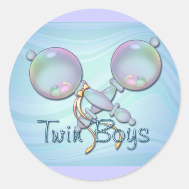 Sticker Rond C'EST TWIN GARÇONS BABY RATTLE par SHARON SHARPE (Devant)