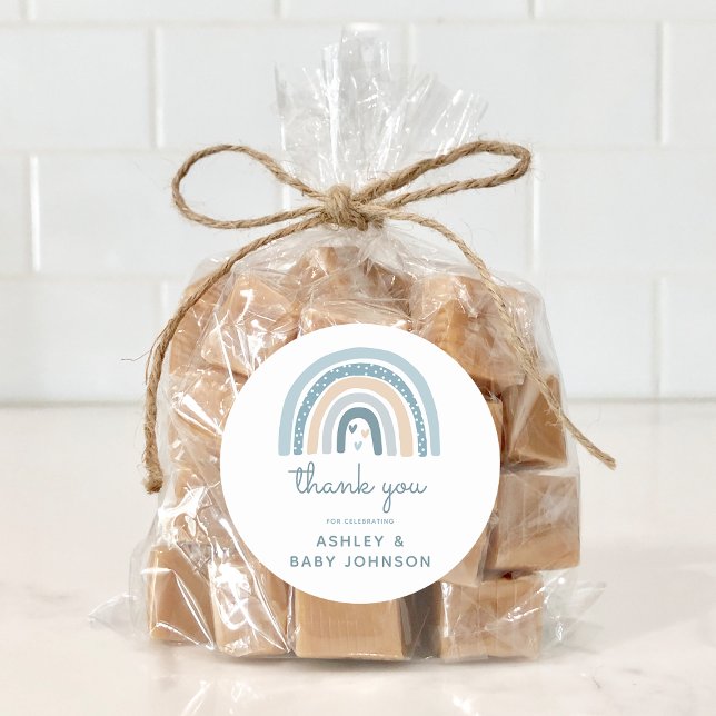 Sticker Rond C'est un Boy Boho Rainbow Baby shower Merci (Créateur téléchargé)