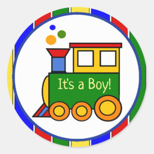 Sticker Rond C'est un Boy Choo Choo Train Prime Baby shower