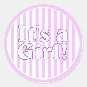 Sticker Rond C'est un Faire-part à rayures roses Gril