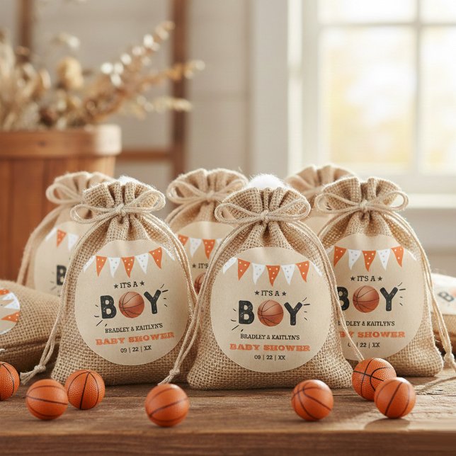 Sticker Rond C'est un garçon ! Baby shower de base-ball à thème (Créateur téléchargé)