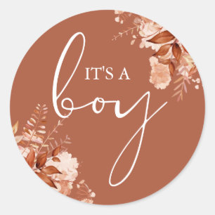 Sticker Rond C'est un garçon Baby Shower Favor automne