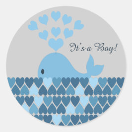 Sticker Rond C'est un garçon ! Baleine mignonne