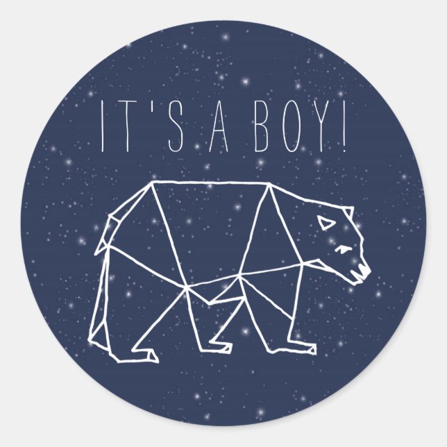 Sticker Rond C'est un garçon - Constellations d'ours (Devant)