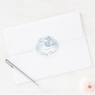 Sticker Rond C'est un garçon éléphant bébé garçon douche bleu