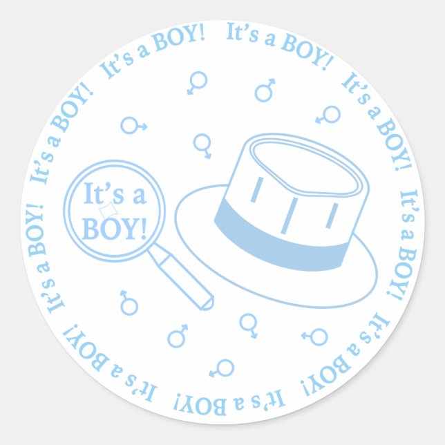 Sticker Rond C'est un garçon ! faire-part (Devant)