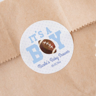 Sticker Rond C'est un garçon ! Fête du Baby shower de football 