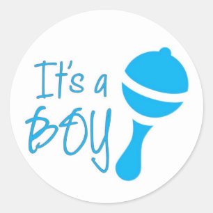 Sticker Rond C'est un garçon Genre révéler Baby shower Bleu