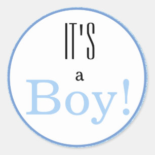 Sticker Rond C'est un garçon ! Parties scintillant Blue Faux