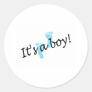 Sticker Rond C'est un garçon (Pieds bleus)