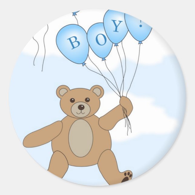 Sticker Rond C'est un garçon Teddy Bear (Devant)