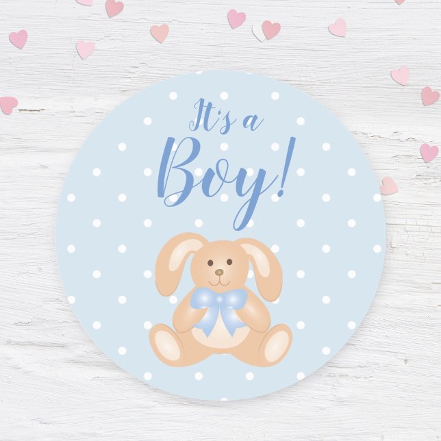 Sticker Rond C'est un petit lapin lapin Baby shower bleu Pastel (Créateur téléchargé)