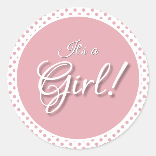 Sticker Rond C'est un point de Polka rose fille (Devant)
