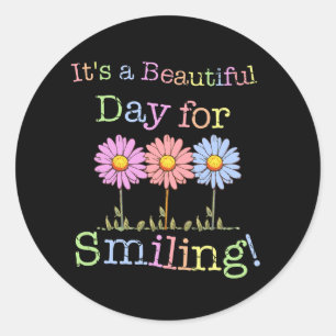 Sticker Rond C'est une belle journée pour le graphisme souriant