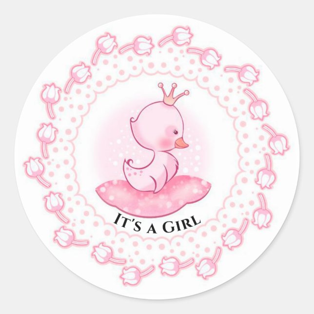 Sticker Rond C'est une fille (Devant)