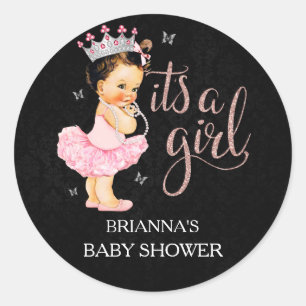 Sticker Rond C'est une fille Baby Shower C'est une fille
