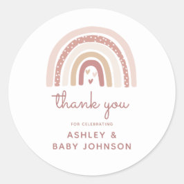 Sticker Rond C'est une fille Boho Rainbow Baby shower Merci