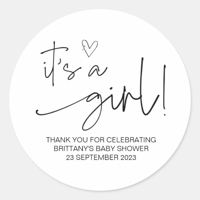 Sticker Rond C'est une fille mignonne Baby shower Favor (Devant)