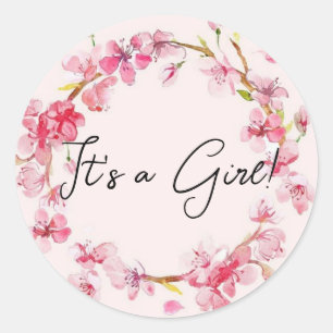 Sticker Rond C'est une fille ! Révélation de genre
