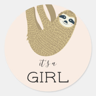 Sticker Rond C'est une Fille Sloth