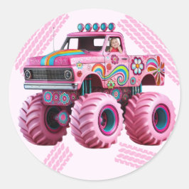 Sticker Rond C'est une photo personnalisée du Monster Truckin'
