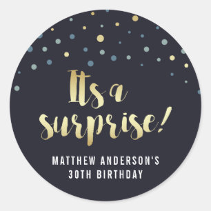 Sticker Rond C'est une surprise ! Gold Foil Confetti