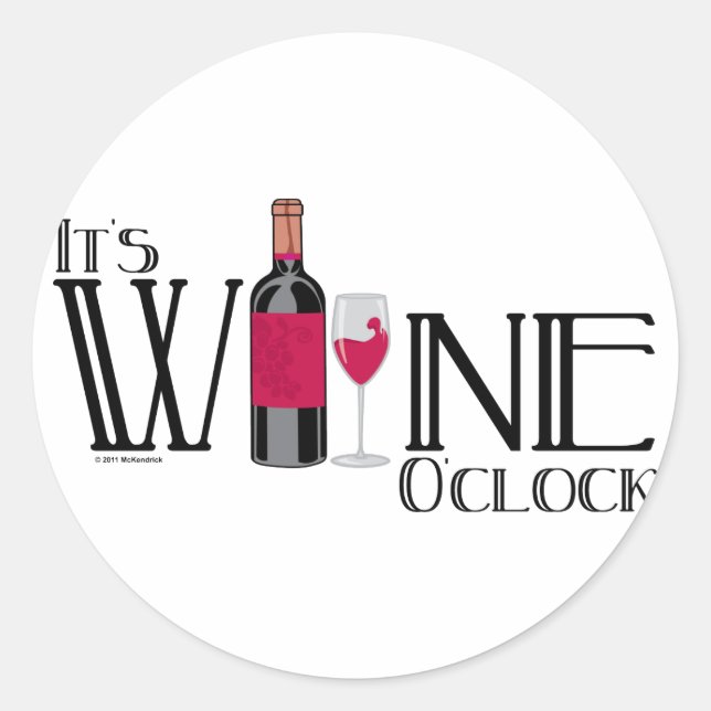 Sticker Rond C'est Wine O'clock (Devant)