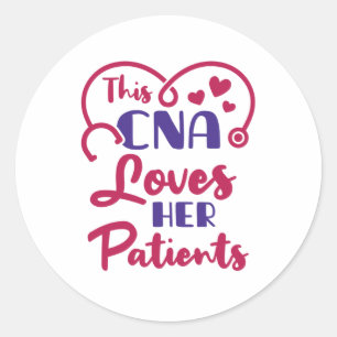 Sticker Rond Cette CNA aime ses patients Saint Valentin