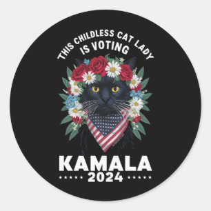 Sticker Rond Cette dame de chats sans enfants vote Kamala