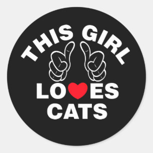 Sticker Rond Cette fille adore les chats