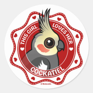 Sticker Rond Cette Fille Aime Son Cockatiel