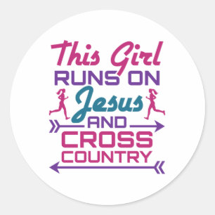 Sticker Rond Cette fille court sur Jésus et le pays