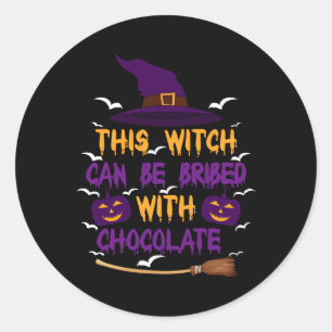Sticker Rond Cette sorcière peut être soudoyée avec un Hallowee