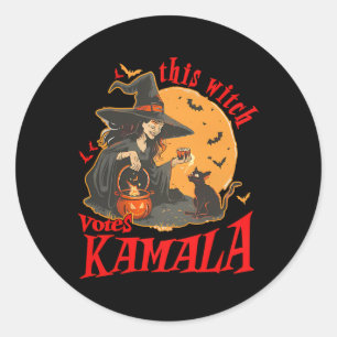 Sticker Rond Cette Sorcière Vote Kamala Witchy Halloween fémini