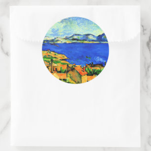 Sticker Rond Cezanne - Golfe de Marseille, œuvre d'art populair