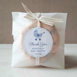 Sticker Rond Chaîne classique bleu Baby shower blanc Favoriser