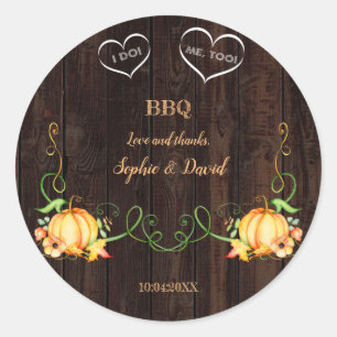 Sticker Rond Chaîne d'automne Citrouille lumières Vielle grange