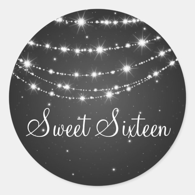 Sticker Rond Chaîne de sweet sixteen mousseux noir (Devant)