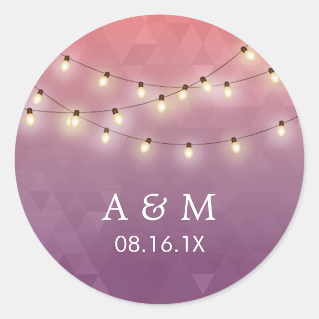 Sticker Rond Chaîne Été Moderne Lumières Mariage violet Faveur (Devant)