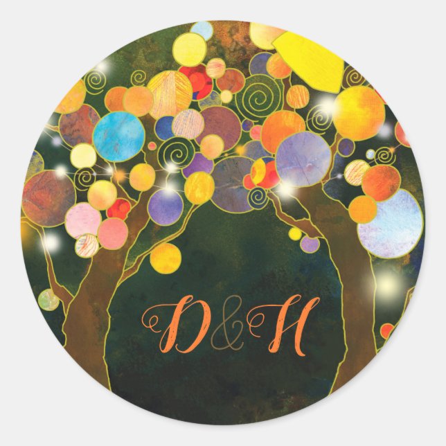 Sticker Rond Chaîne Lights Love Trees Favoriser (Devant)