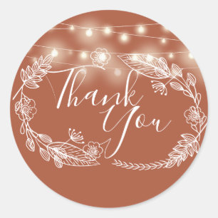 Sticker Rond Chaîne Lights Terracotta Merci Floral