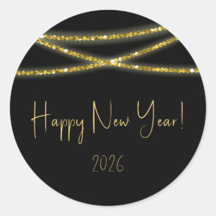 Sticker Rond Chaînes de parties scintillant   Bonne année