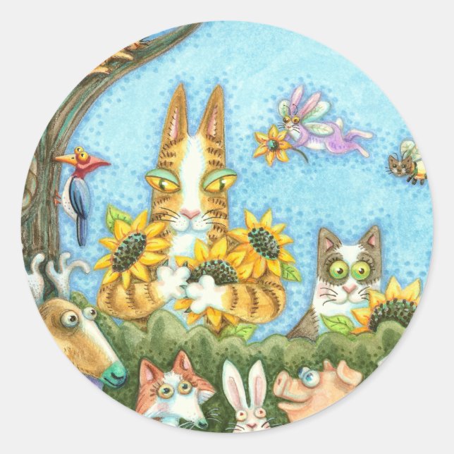 STICKER ROND CHAÎNES N'FITZ ET MENAGERIE D'AMIS, AMUSANT (Devant)