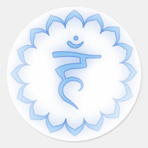 Sticker Rond Chakra à Throat "tendu" - Bleu clair