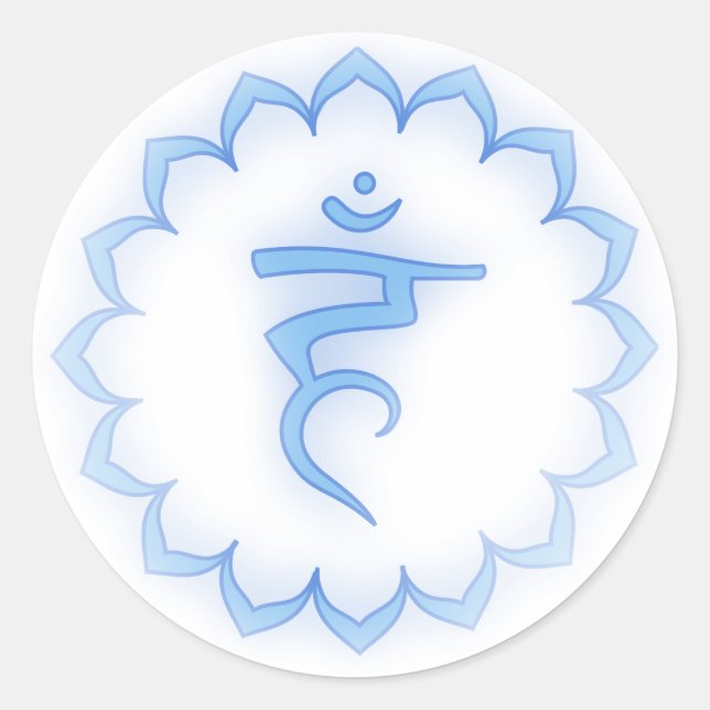 Sticker Rond Chakra à Throat "tendu" - Bleu clair (Devant)