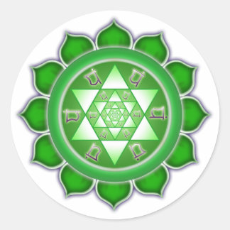 Sticker Rond Chakra cardiaque - Fleur fractale